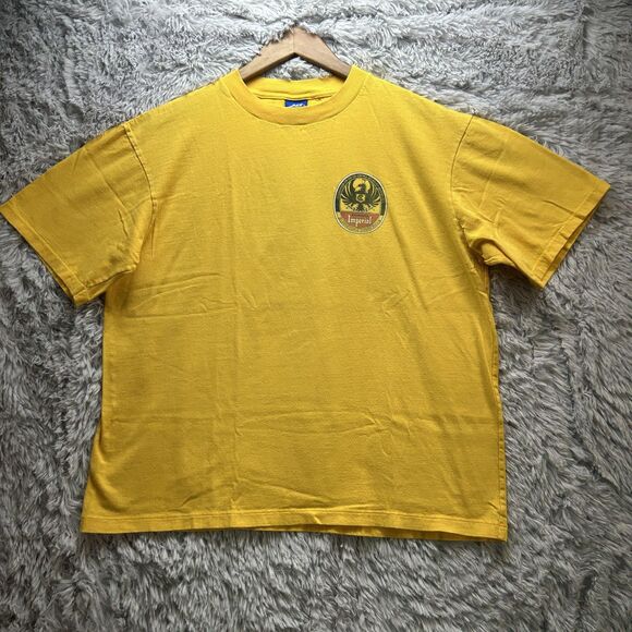 Y2K Boxy Cerveza Imperial Shirt Mens Large Yellow Costa Rica Beer Graphic Logo - Picture 3 of 8